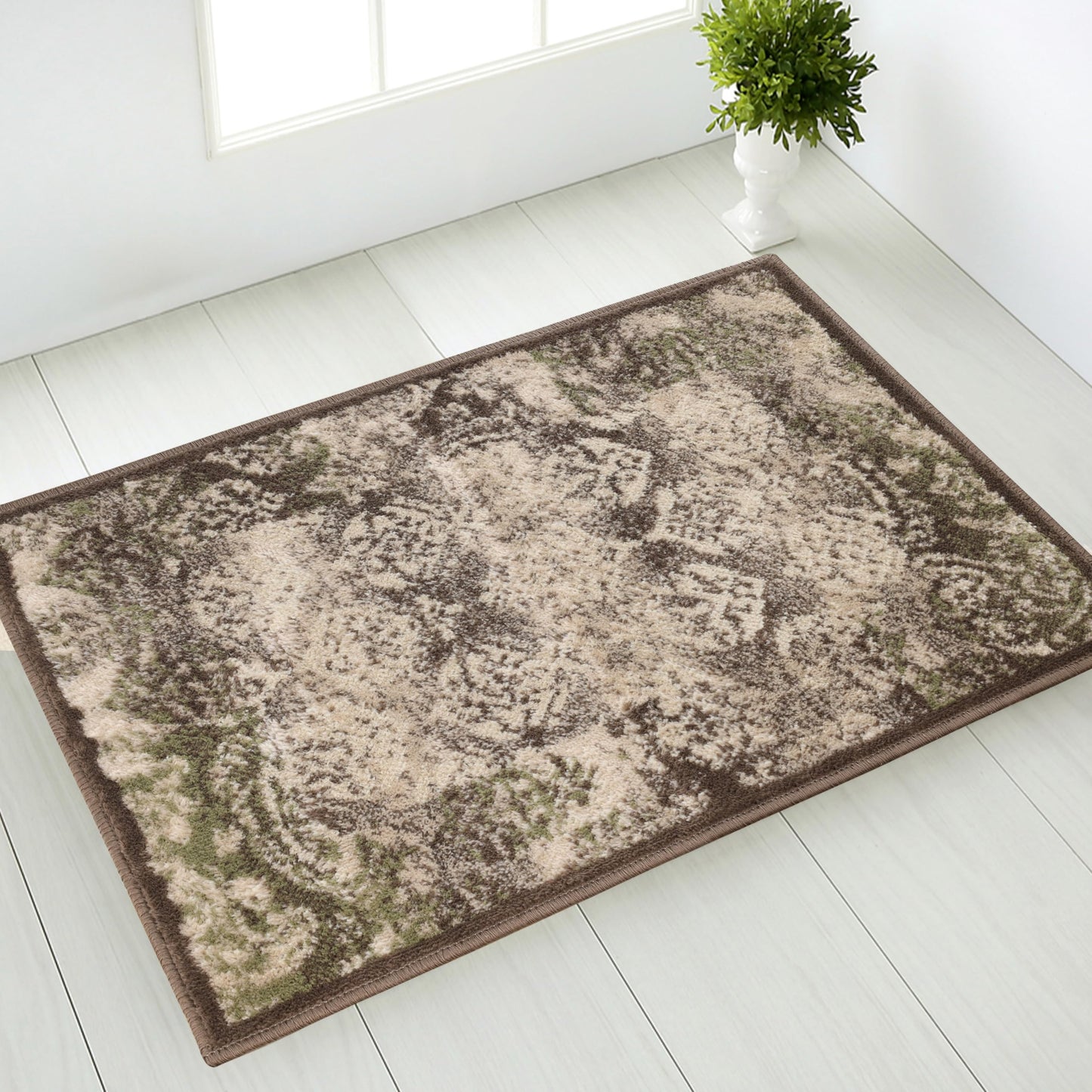 Superior Mystique Modern Geometric Paisley Polypropylene Indoor Area Rug, 2' x 3', Brown