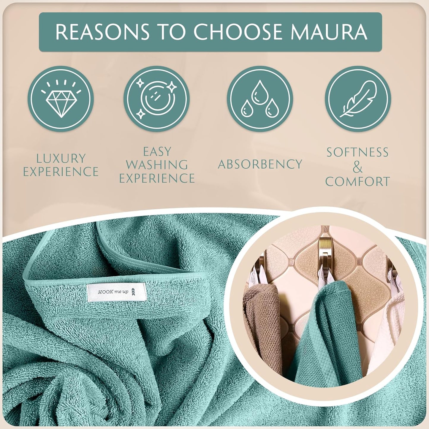 Turkish Cotton Washcloth Towel Set - High-Performance Bathroom Essentials | 13"x13" | Seafoam Color