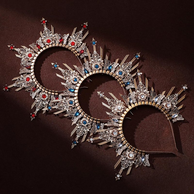 Sunburst Spiked Halo Crown - Handmade Virgin Mary Goddess Headpiece for Weddings, Cosplay & Festivals | Unique Fantasy Design
