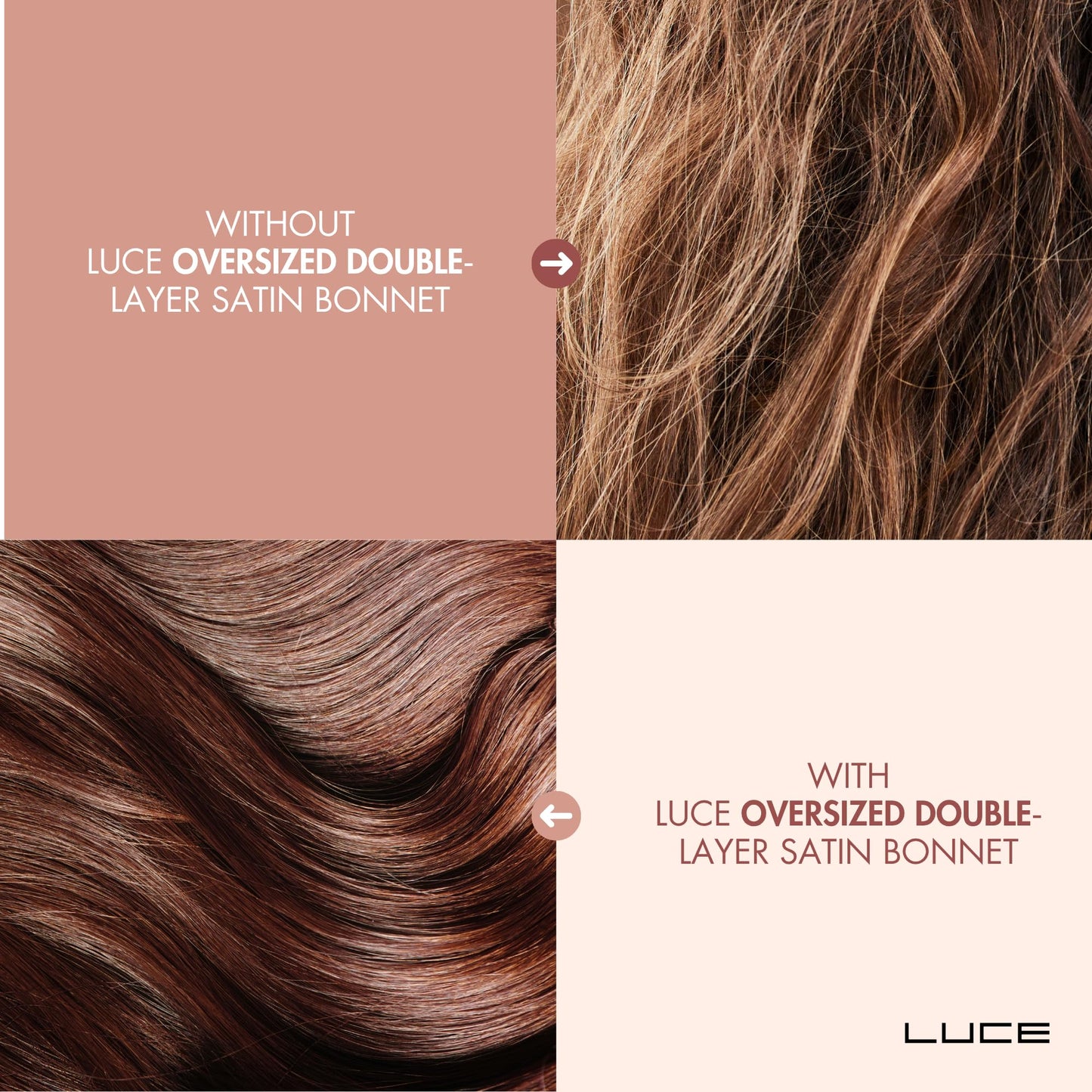 LUCE Satin Silk Bonnet for Sleeping - XL Double-Layer 600 Thread Satin Hair Bonnets for Women, Hair Cap for Sleep with Adjustable Tie for Frizz Control and Overnight Hair Protection