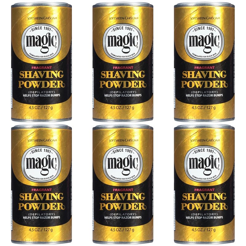 Magic Razorless Shaving Powder for Men - Hair Removal & Ingrown Hair Prevention | 6 Pack, 27 oz