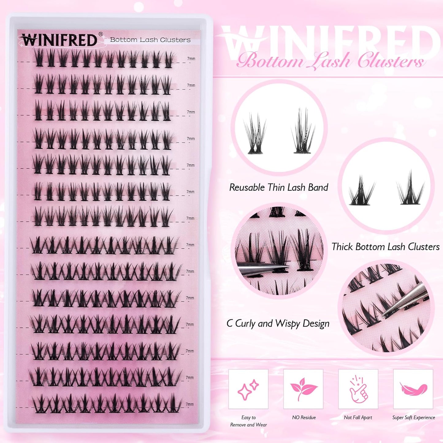 Winifred Bottom Lash Clusters Thick Volume Lower Lash Extension DIY Individual Lashes Bottom Clusters Lashes for Cluster Eyelash Extensions (168pcs)