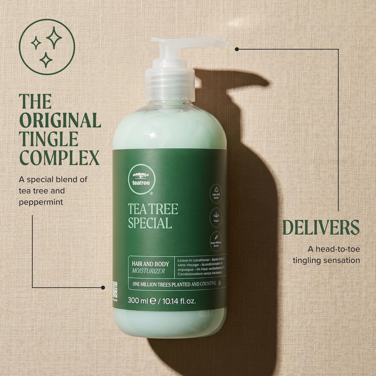 Tea Tree Hair and Body Moisturizer Leave-In Conditioner, Body Lotion, After-Shave Cream, For All Hair + Skin Types, 2.5 fl. oz.