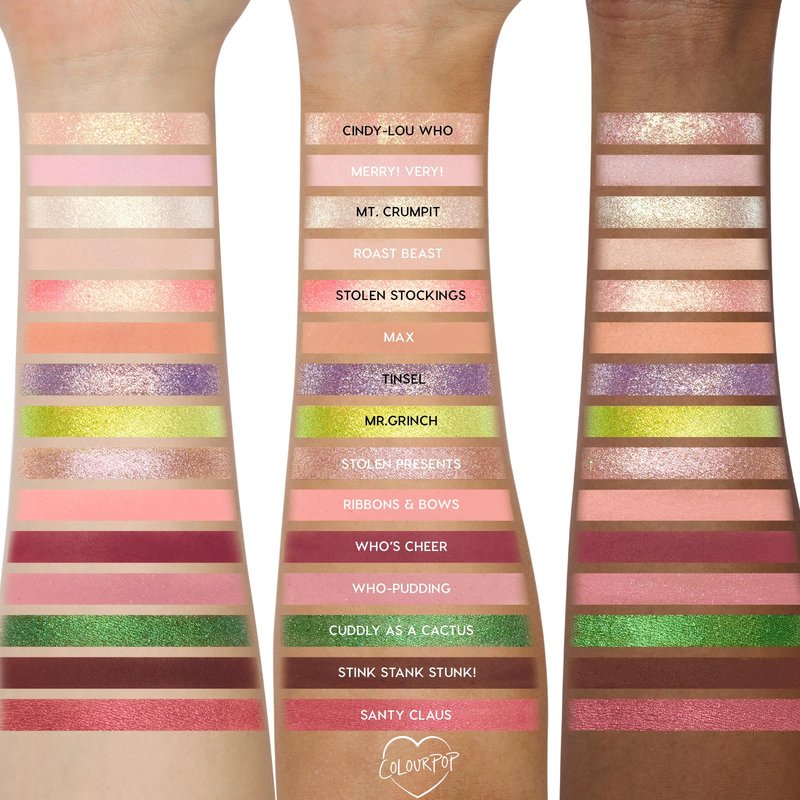 ColourPop x The Grinch How The Grinch Stole Christmas Eyeshadow Palette - Limited Edition 15 Pan Eye Makeup Palette with 5 Buildable & Blendable Finishes - High-Pigment, Long Lasting Formula (0.63 oz)