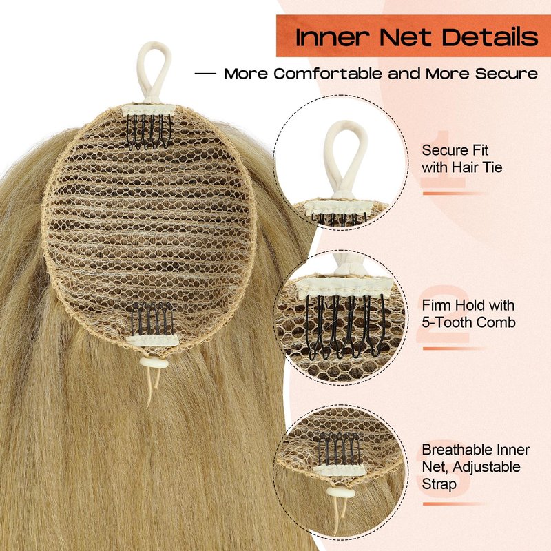 SEIKEA Cheer Ponytail Hair Piece, 100% Super Protein Fiber Straight Cheerleader Hairpiece Lightweight Silky Smooth Fluffy 18" Ponytail Extension for Cheerleader Competition, Dance Blonde
