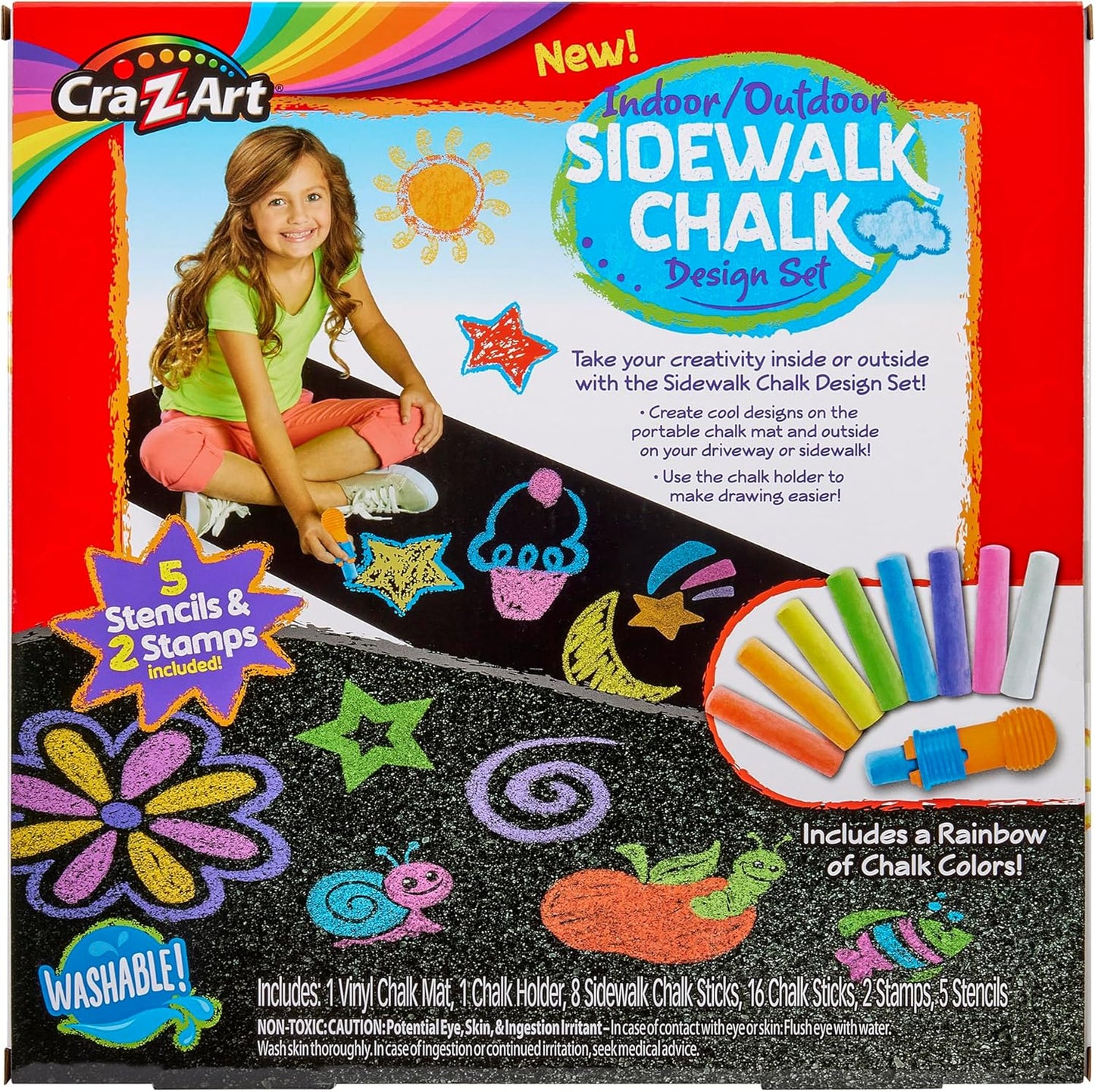 Indoor Outdoor Sidewalk Chalk Design Set - Vibrant Colors for Creative Fun