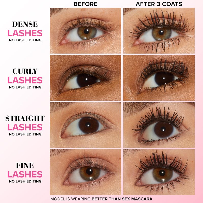 Too Faced Better Than Sex Mascara & Lip Injection Plumper Travel Set | Includes Better Than Sex Mascara For Volume, 0.17 Fl Oz + Lip Injection Maximum Plump for Hydrating Gloss, 0.10 Fl Oz