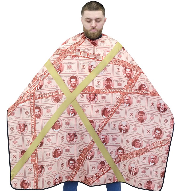 Money Barber Cape Professional Barber Cape For Men Waterproof, Adjustable Snap Closure Large Size Hair Cutting Cape 65" x 55" (Red)