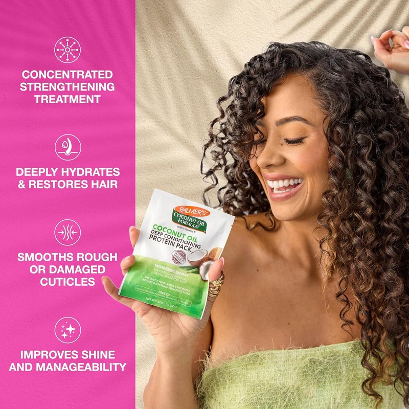 Palmer's Coconut Oil Hair Treatment - Moisture Boost Protein Pack for Dry, Damaged Hair | 2.1 Oz (12 Pack)
