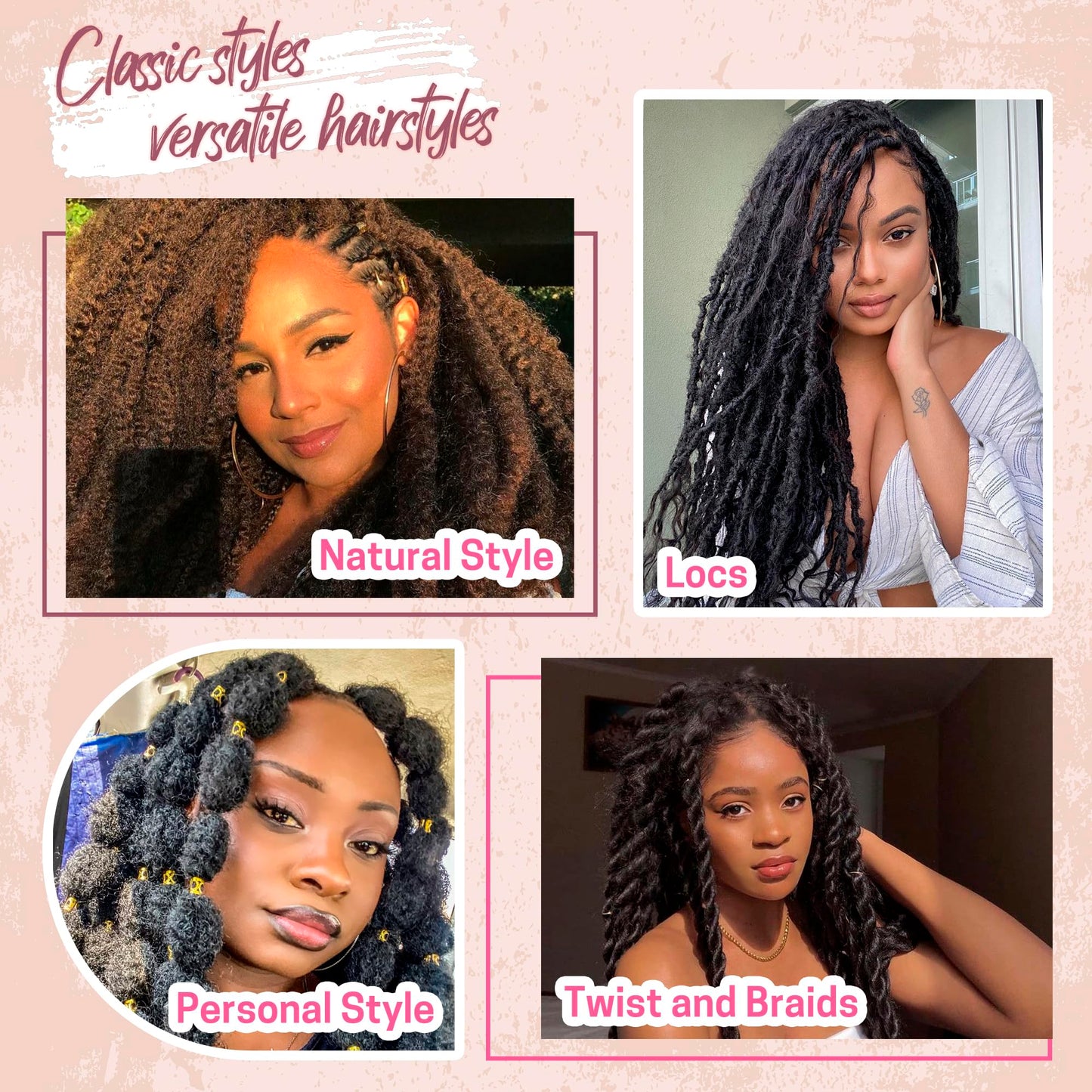 Marley Twist Braiding Hair 8 Packs Marley Twist Hair Cuban Twist Hair 24 Inch Afro Kinky Curly Twist Crochet Hair Cuban Twist Soft and Natural Hair 1B Black (1B, 30inch)