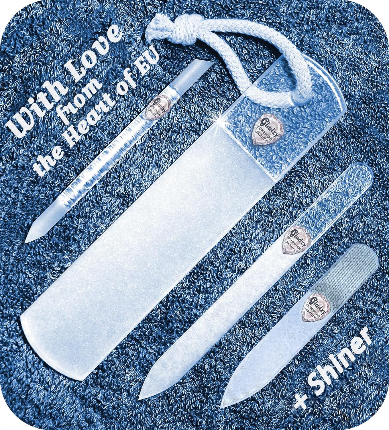 Czech Glass Nail File Set - Professional Multifunctional Nail Shiner & Callus Remover | Etched Surface, Durable Design