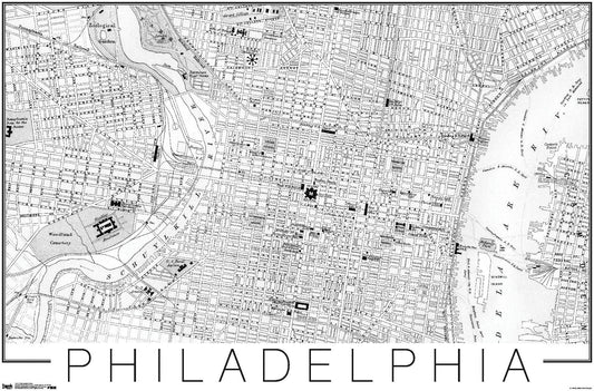 Trends International Philadelphia Map Wall Poster, 22.375" x 34", Unframed Version