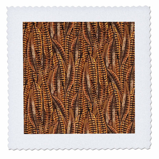 3dRose Pheasant Feathers in Brown Yellow N Black - Quilt Square, 6 by 6-Inch (qs_60533_2)