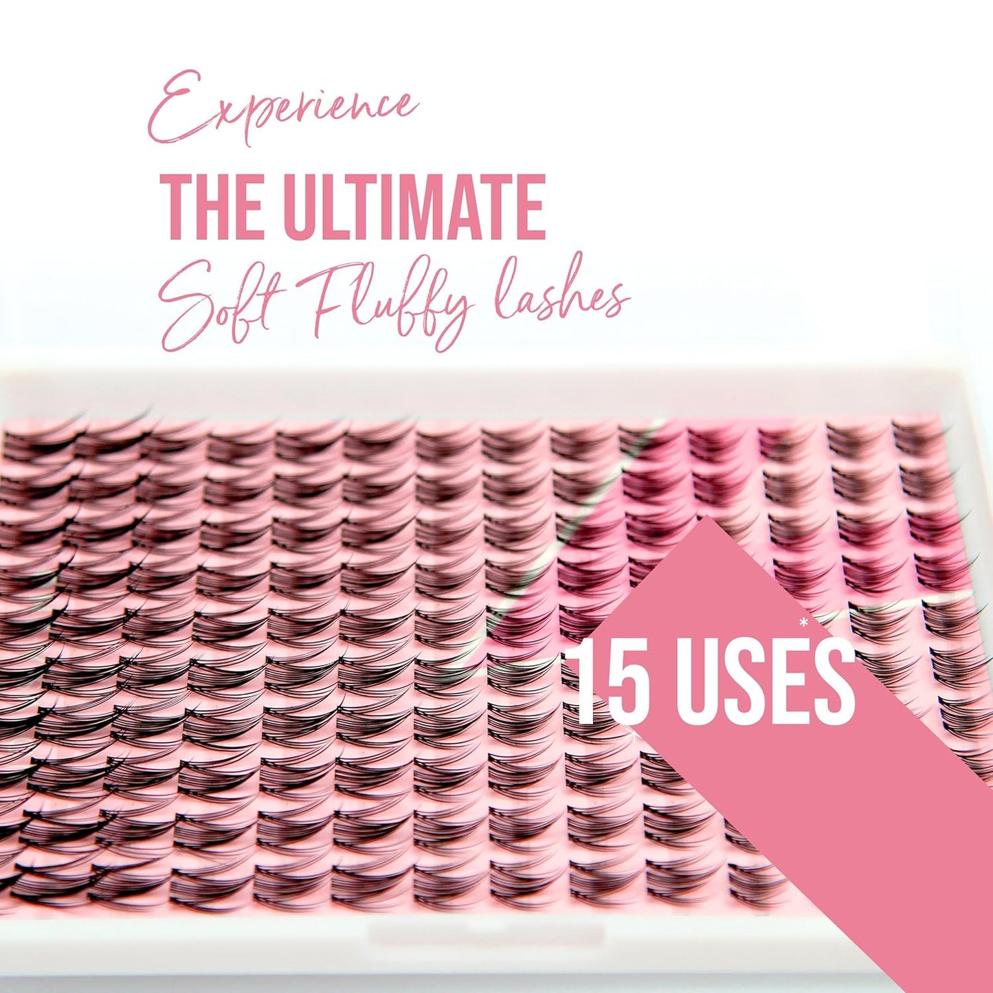 DIY Individual Lash Extension Kit - 140 Pc Miss Wispy Clusters, Waterproof Bond & Seal | Eyelash Applicator & Remover