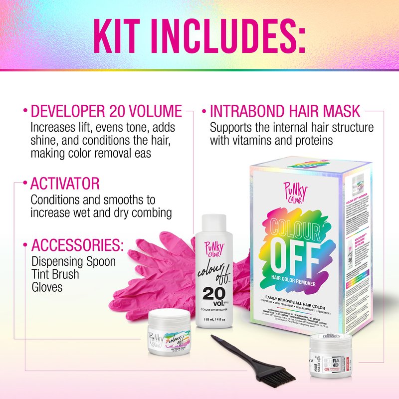Punky Colour Off Hair Color Remover – Hair Dye Remover, Easily Removes Temporary, Permanent & Semi Permanent Dye, Ammonia Free, Bleach Kit