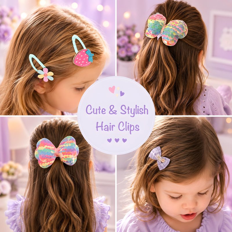 Hair Accessories for Girls Gift Set - Girl Hair Accessories Kit for Kids Ages 4-8, Purple Hair Clips, Barrettes, Ponytail Ties, Bows, Mirror & Unicorn Comb, Toddler Hair Set