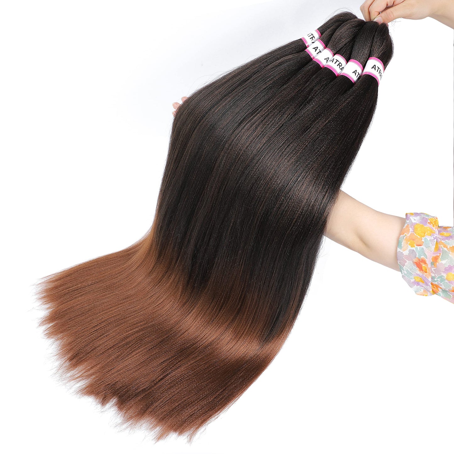 ATRAENTE Pre Stretched Braiding Hair,20 Inch Ombre Braiding Hair, Two Tone Yaki Texture Prestretched Crochet Braids Professional Synthetic Hair Extension Itch Free Hot Water Setting (20" T1B/30#)
