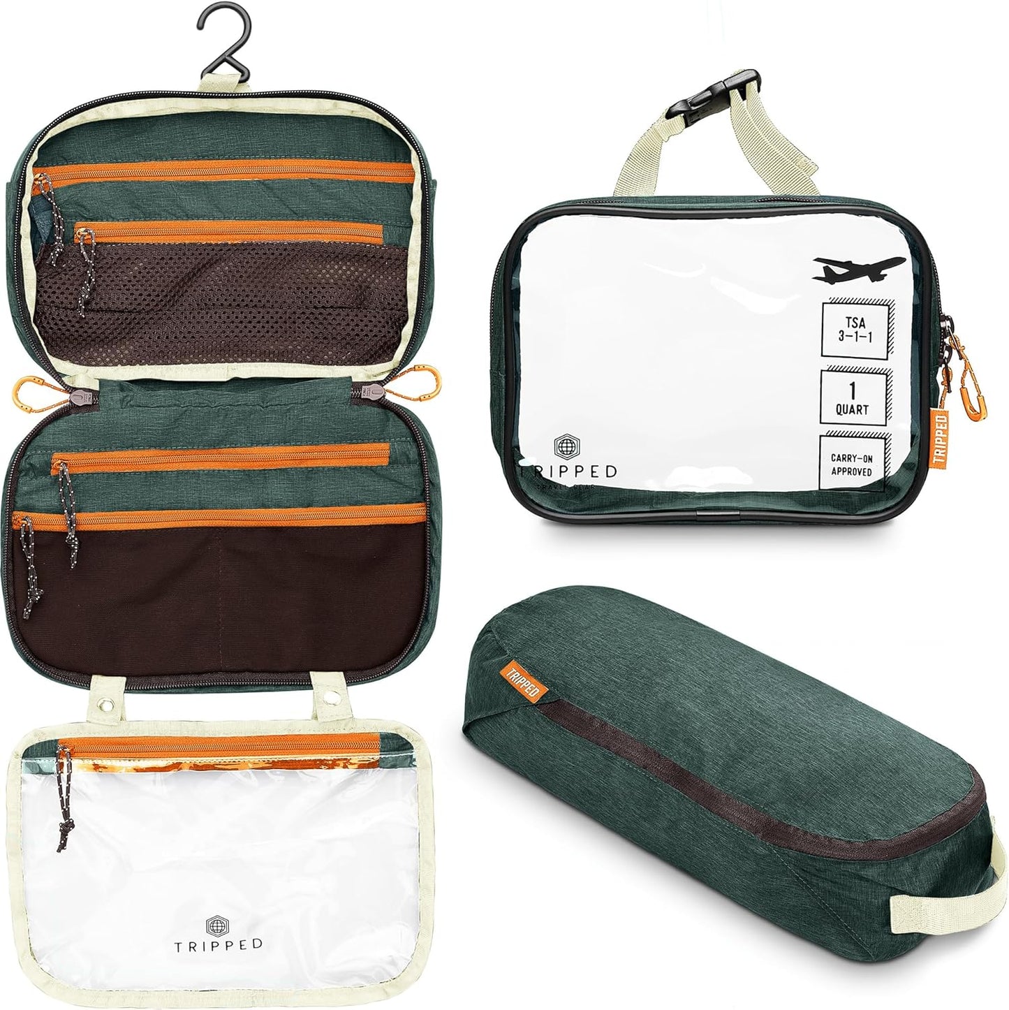 Travel Toiletry Bag Set - Hanging Organizer + TSA-Approved Liquid Bag + Ultralight Accessory Pouch