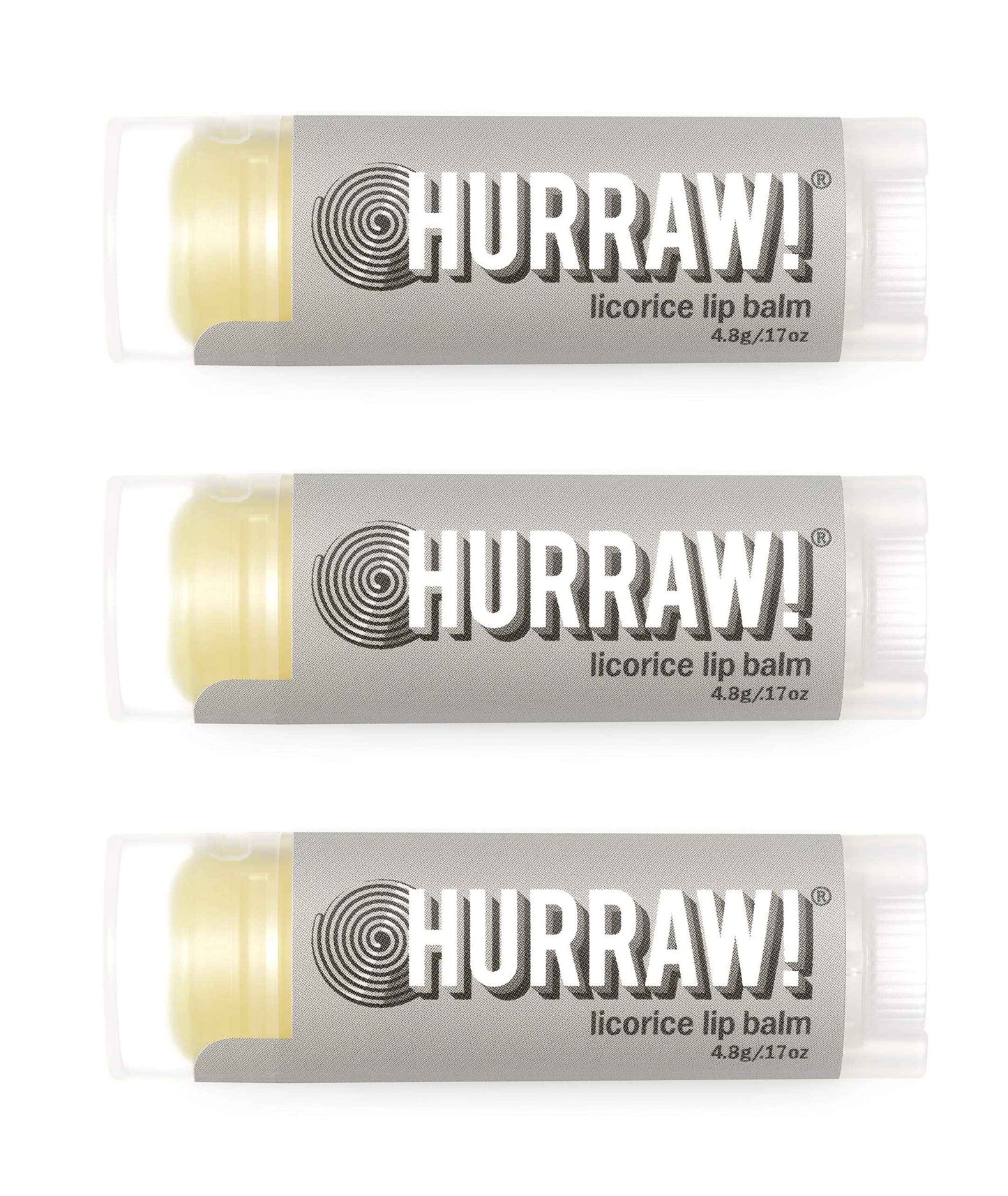 Hurraw! Licorice Lip Balm, 3 Pack: Organic, Certified Vegan, Cruelty and Gluten Free. Non-GMO, 100% Natural Ingredients. Bee, Shea, Soy and Palm Free. Made in USA