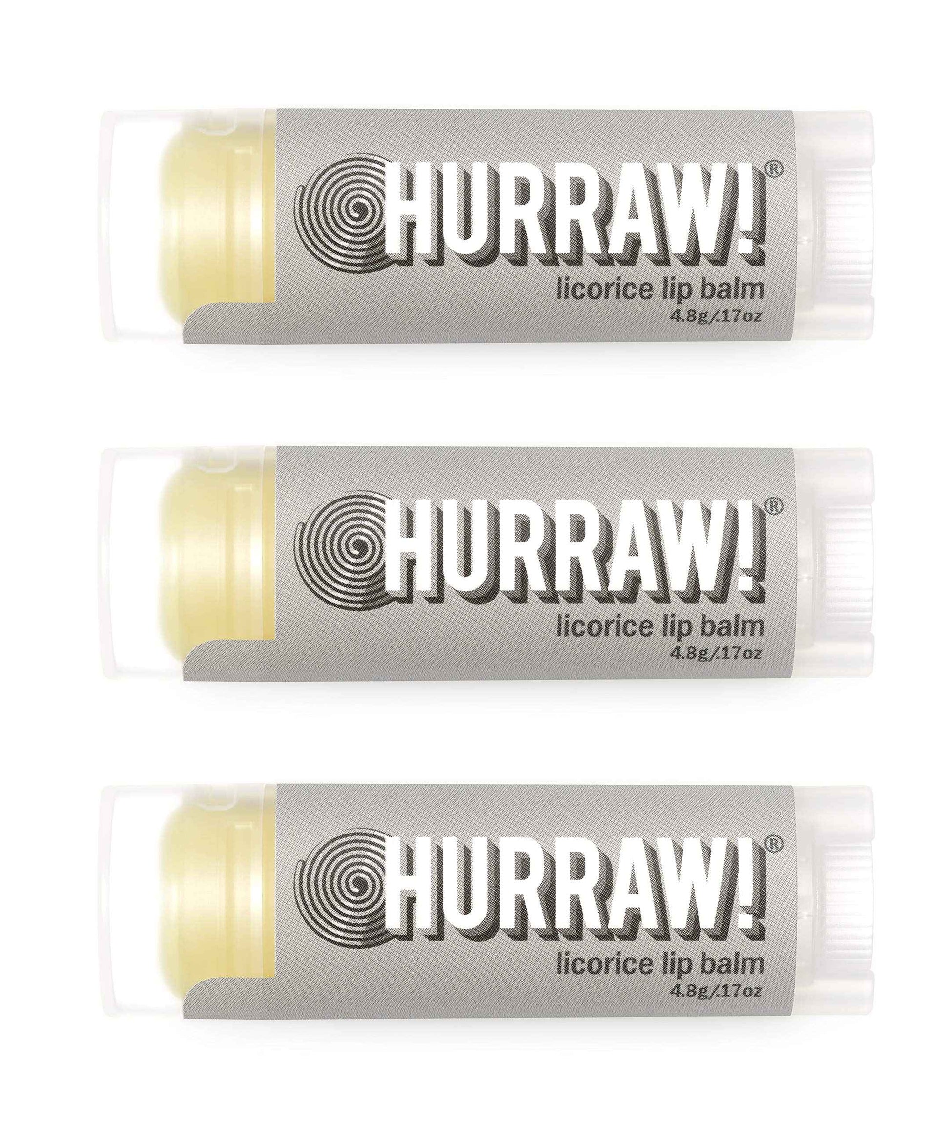 Hurraw! Licorice Lip Balm, 3 Pack: Organic, Certified Vegan, Cruelty and Gluten Free. Non-GMO, 100% Natural Ingredients. Bee, Shea, Soy and Palm Free. Made in USA