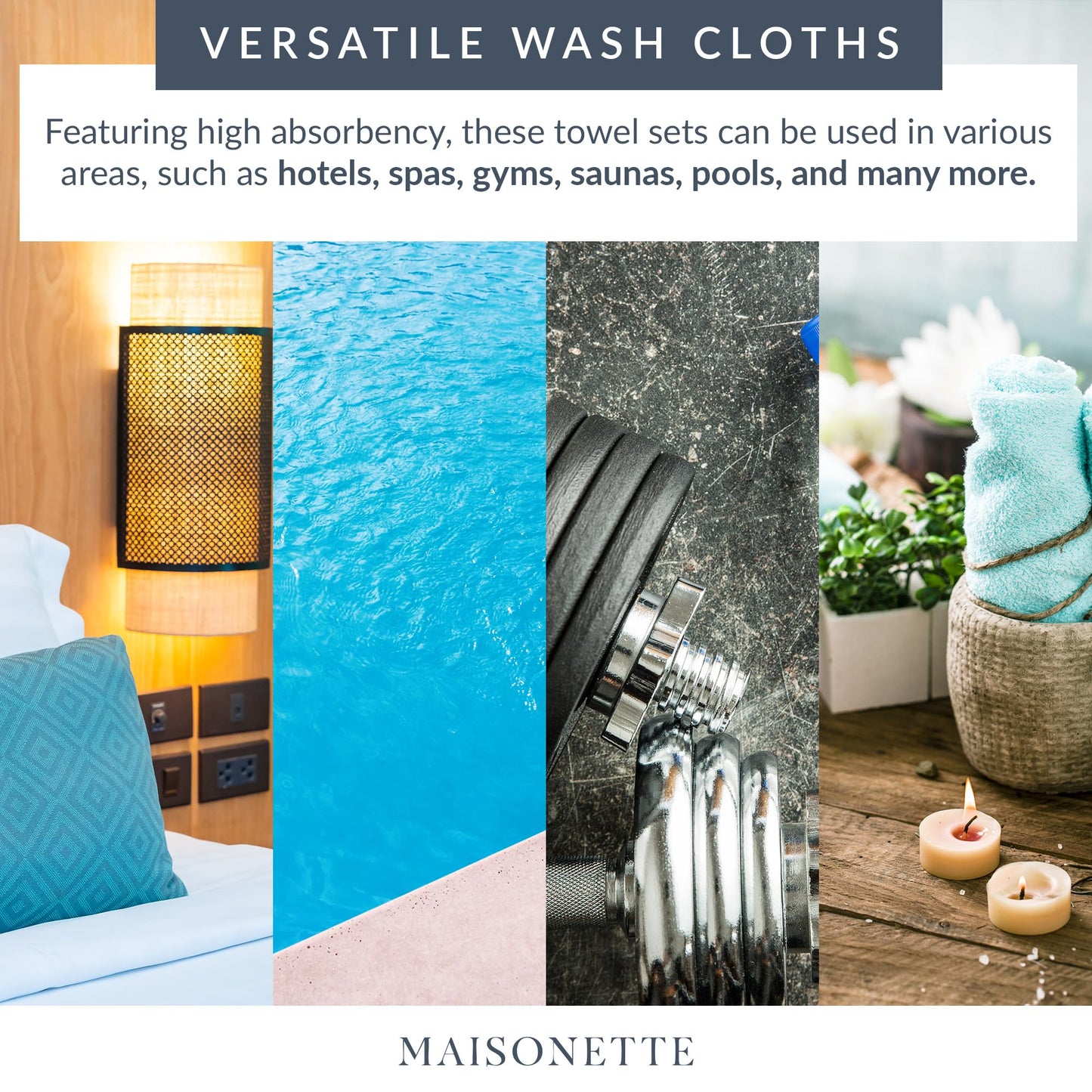 Maisonette Loft Egyptian Cotton Turkish Hand Towels - Soft, Absorbent Washcloths for Face - Ideal Quick Dry Small Towel Wash Cloth Set for Bathroom - (13" x 13", 6 Pack) - Turquoise