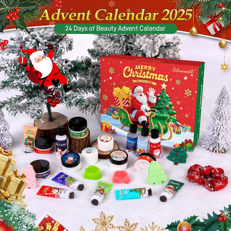 Silvercell Advent Beauty Calendar 2025 Christmas Gifts for Women, Advent Calendar for Teen Girls Bath and Body Gift Set, 24 Days of Christmas Surprise Box Spa Gifts for Women & Teen Girls