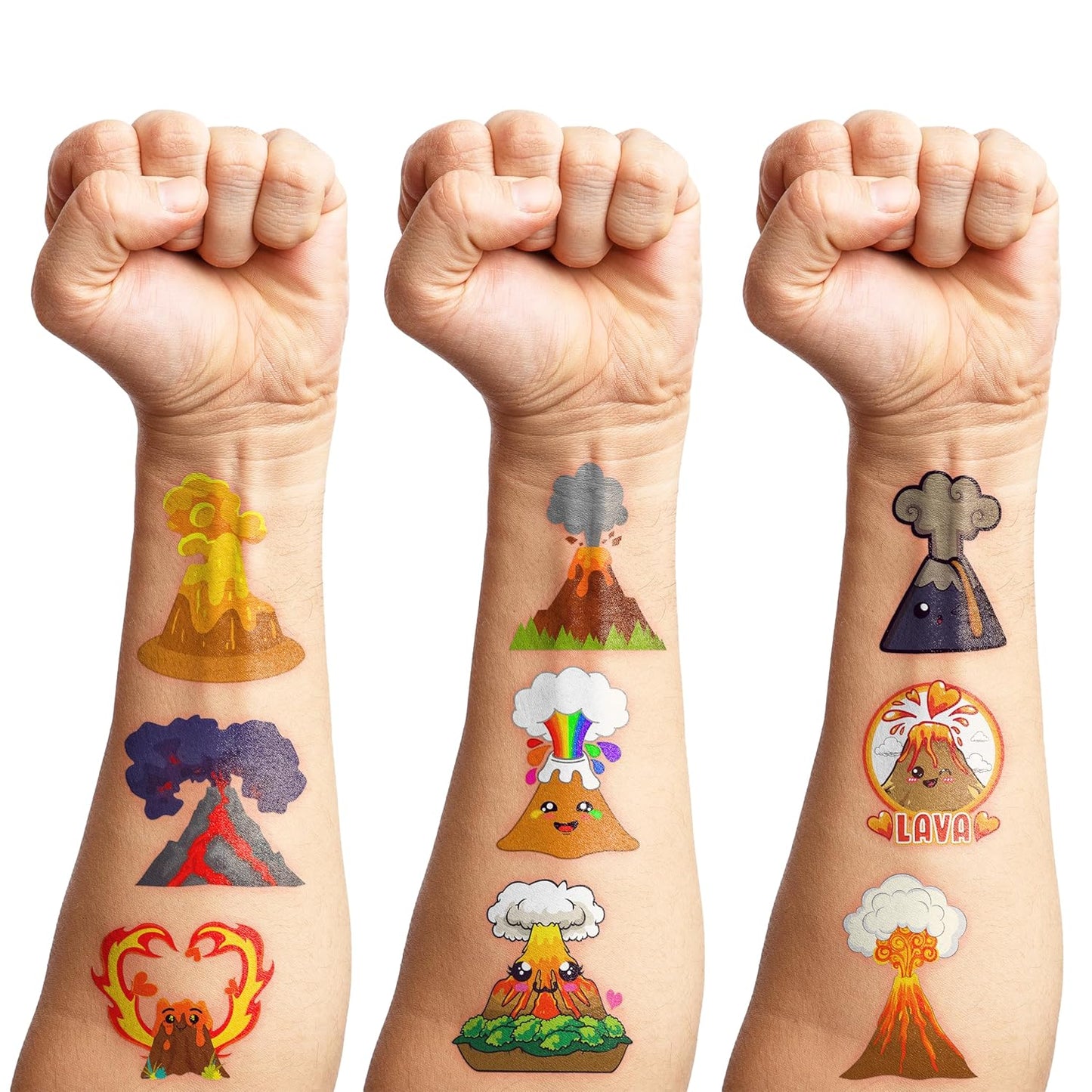 Volcano Temporary Tattoos - 84PCS Fire-Themed Stickers for Birthday Party Favors | Kids & Adults Decor