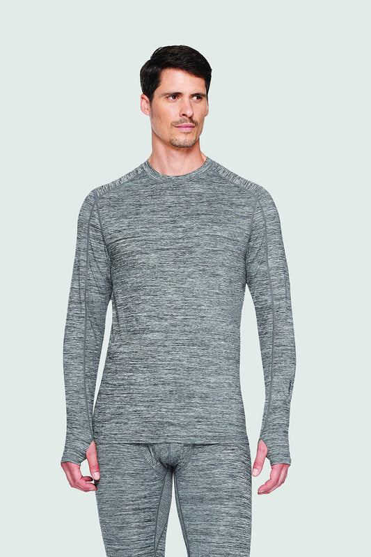 Terramar Men's Standard Thermolator Crew, Dark Grey Melange, X-Large