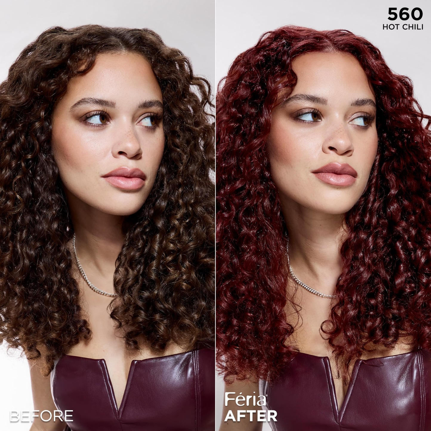 L'Oreal Paris Feria Multi-Faceted Shimmering Permanent Hair Color, High Intensity Hair Dye for 3X Highlights, 560 Hot Chili, 1 Kit