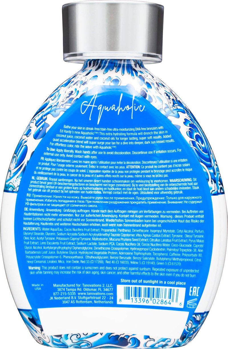 Ed Hardy Tanning Aquaholic - Coconut Surge Natural Bronzer Tanning Lotion 13.5 oz.