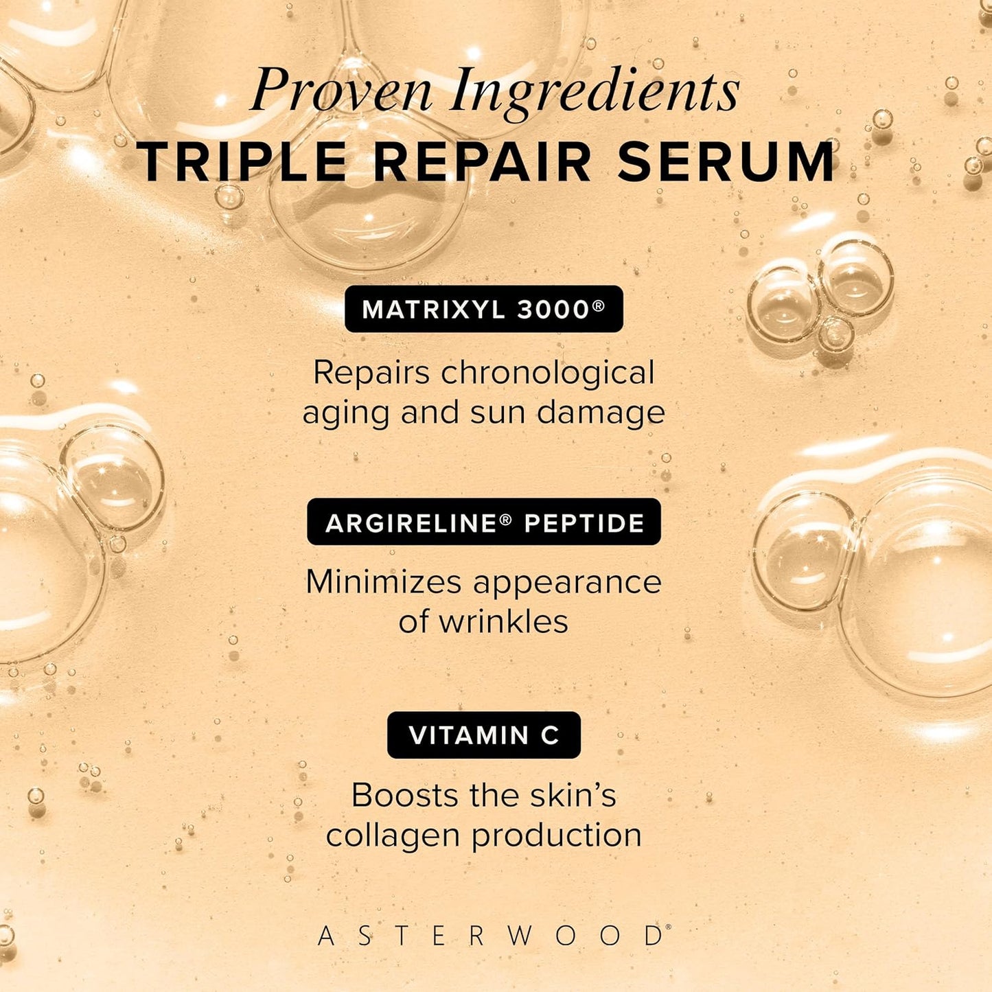 Asterwood Matrixyl 3000 Serum - Anti-Aging Hyaluronic Acid & Vitamin C for Hydration | 1 Fl Oz