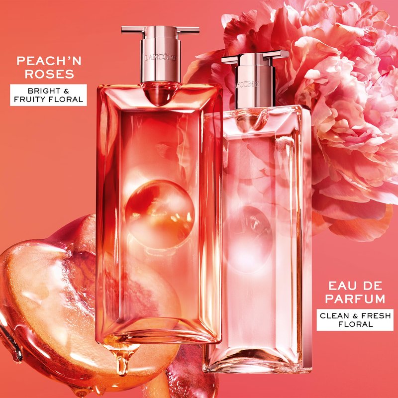 Lancôme Idôle Peach ‘N Roses Eau de Parfum, 0.85 fl oz – Juicy Peach, Sparkling Red Berries & Velvety Rose, Fruity Floral Perfume, Everyday Scent