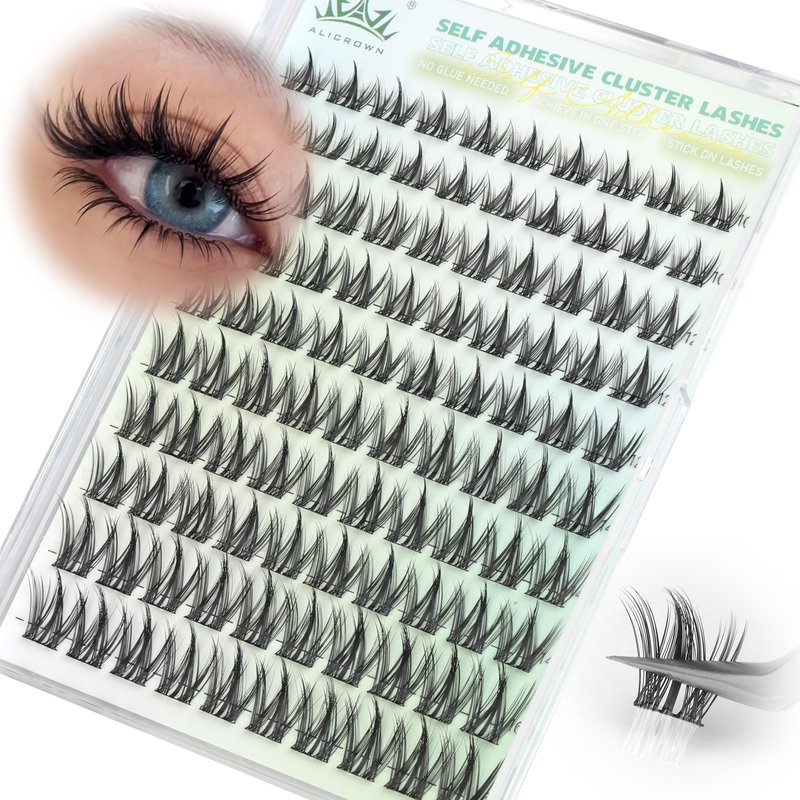 Self Adhesive Eyelashes Manga Lash Clusters 10MM-16MM No Glue Needed Eyelash Clusters Wispy Self Adhesive Lash Extensions Spiky Pre Glued Eyelash Extensions 100Pcs