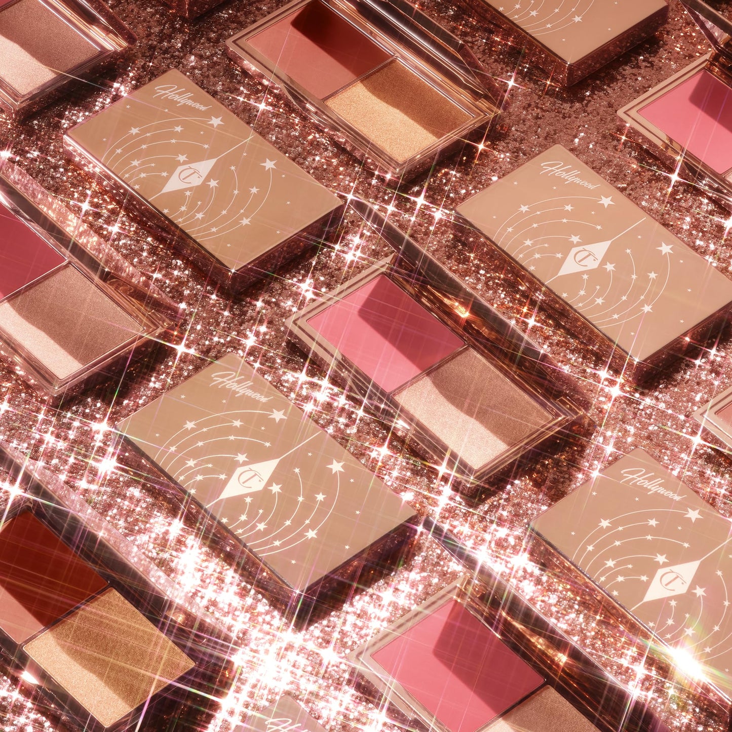 Charlotte Tilbury Mini Hollywood Blush & Glow Glide Palette - Blush & Highlighter Compact for a Gorgeous Glow and Pretty Pop of Color - Rosy Pink Blush/Pearlescent Pink Highlighter