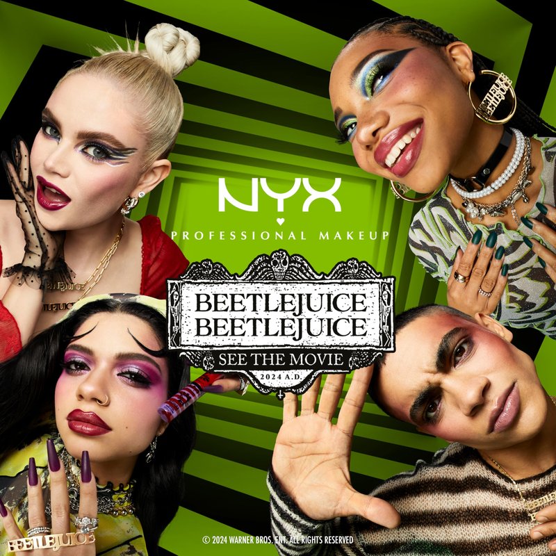 NYX PROFESSIONAL MAKEUP BEETLEJUICE Pinstripe Duo Eye Liner, Dual-Ended Black Liquid Eyeliner + Green Chrome Eyeliner