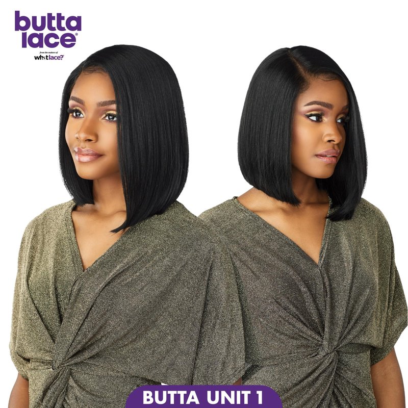 Sensationnel Butta Lace Wigs - Unit 1 Extra Wide 5 Inch Deep Parting Synthetic Preplucked Hairline Glueless Lacefront (1B OFFBLACK)
