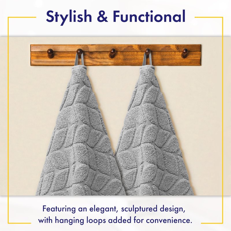 Alusa Home Ultra Soft & Stylish 700 GSM Luxury Washcloth Set (6 Piece - 13 x 13 in.) - 100% Zero-Twist, Long-Staple Cotton - Remarkably Absorbent Washcloths (Pewter Grey)