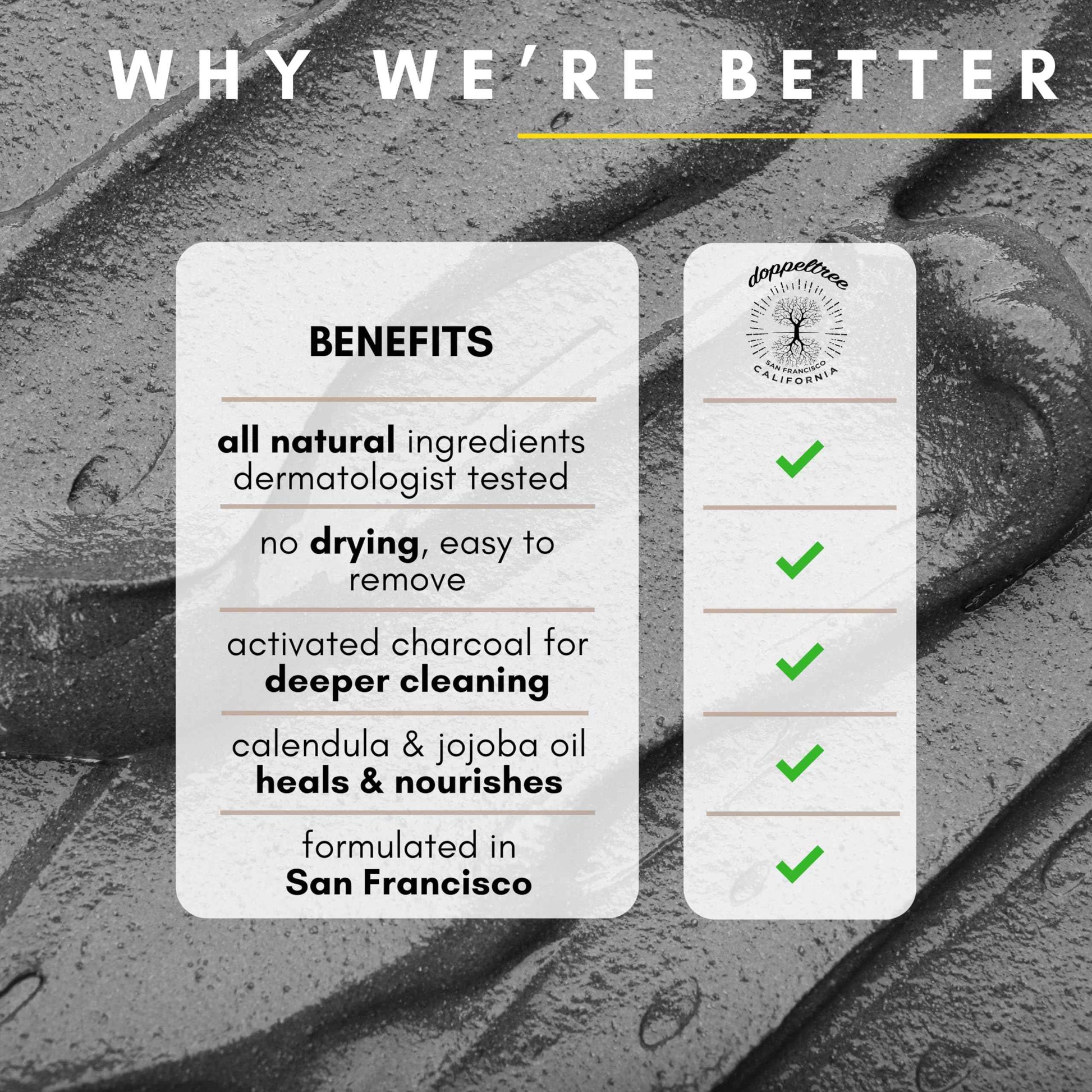 Doppeltree Activated Charcoal Mud Mask with Bentonite Clay for Men and Women - Toning Treatment to Manage Blackheads and Minimize Pores for Clearer Skin - Ideal for Acne-Prone, Oily & Combination Skin