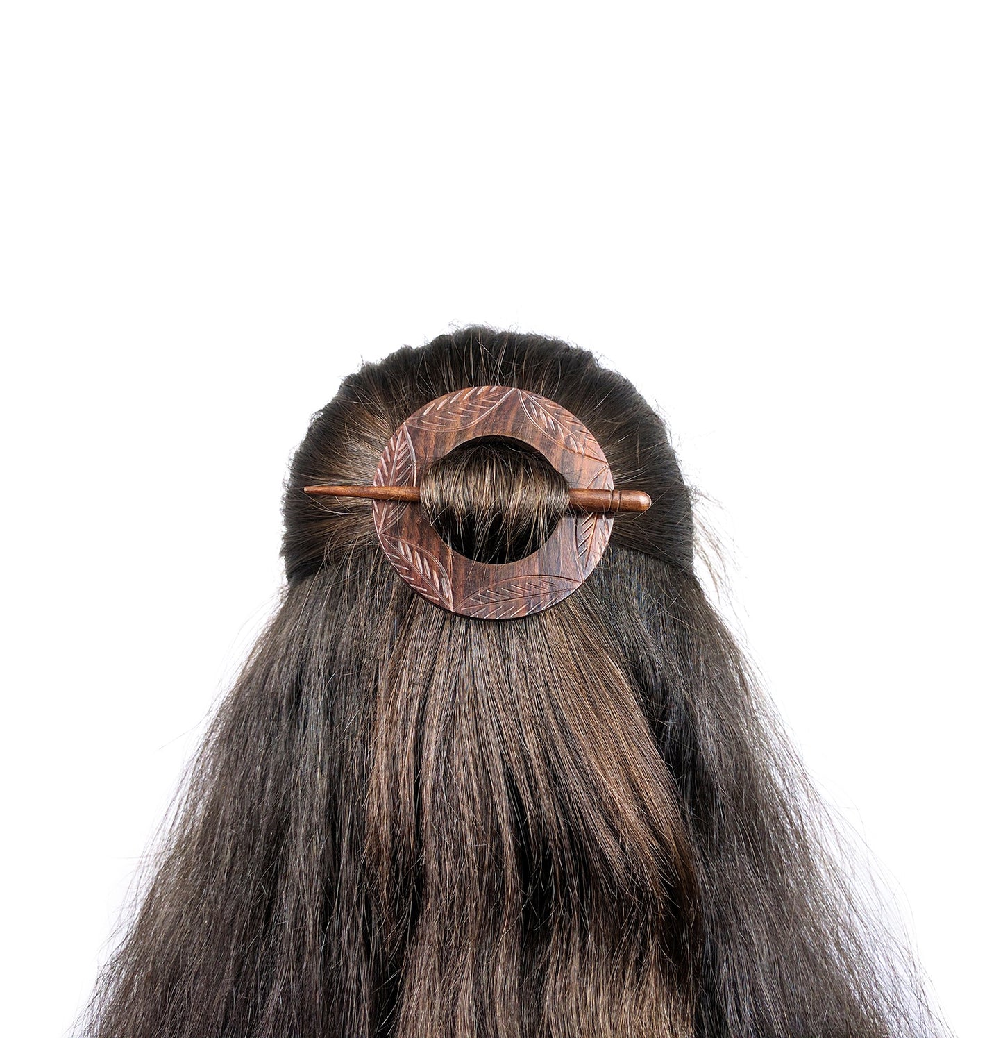 Premium Vintage Polished Wooden Shawl Pins | Hair Barrettes & Hair Clip | Personal & Beauty Care Accessories (Circular Rosewood)