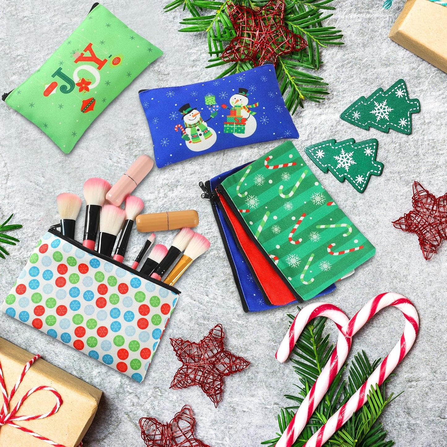 Christmas Makeup Bags - 20 Pcs Cosmetic Pouch Set for Women | Holiday Travel Toiletry Organizer with Xmas Themes