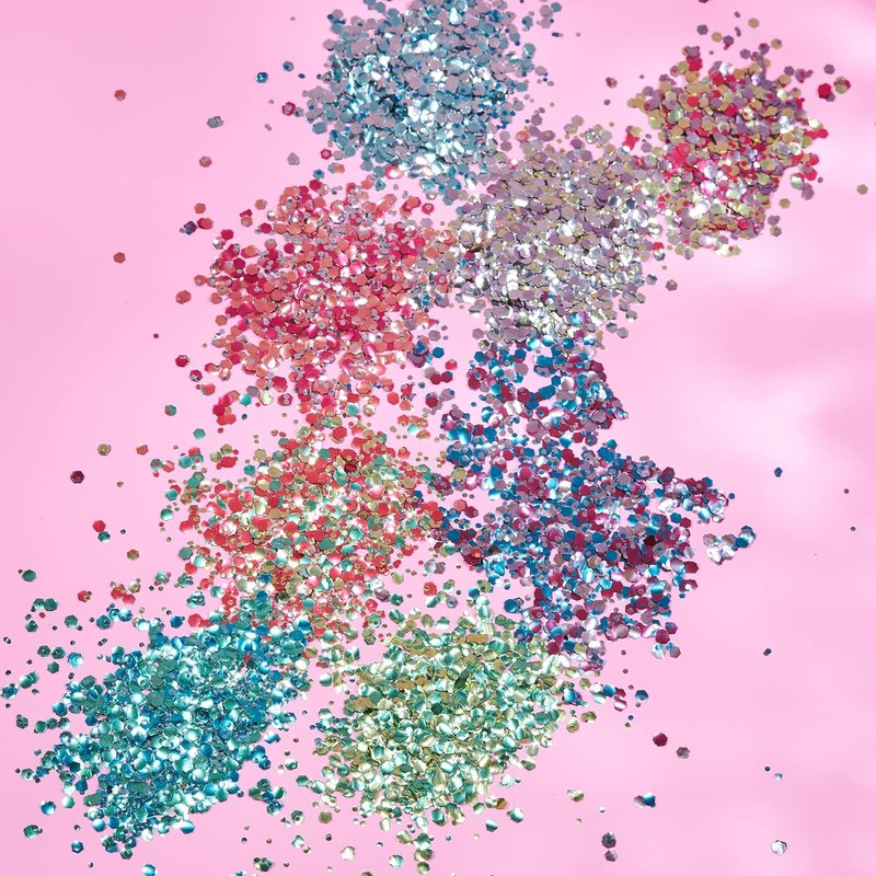 Biodegradable Eco Chunky Glitter - 100% Cosmetic Bio Glitter for Face, Body, Nails & Hair | 0.10oz Set of 8