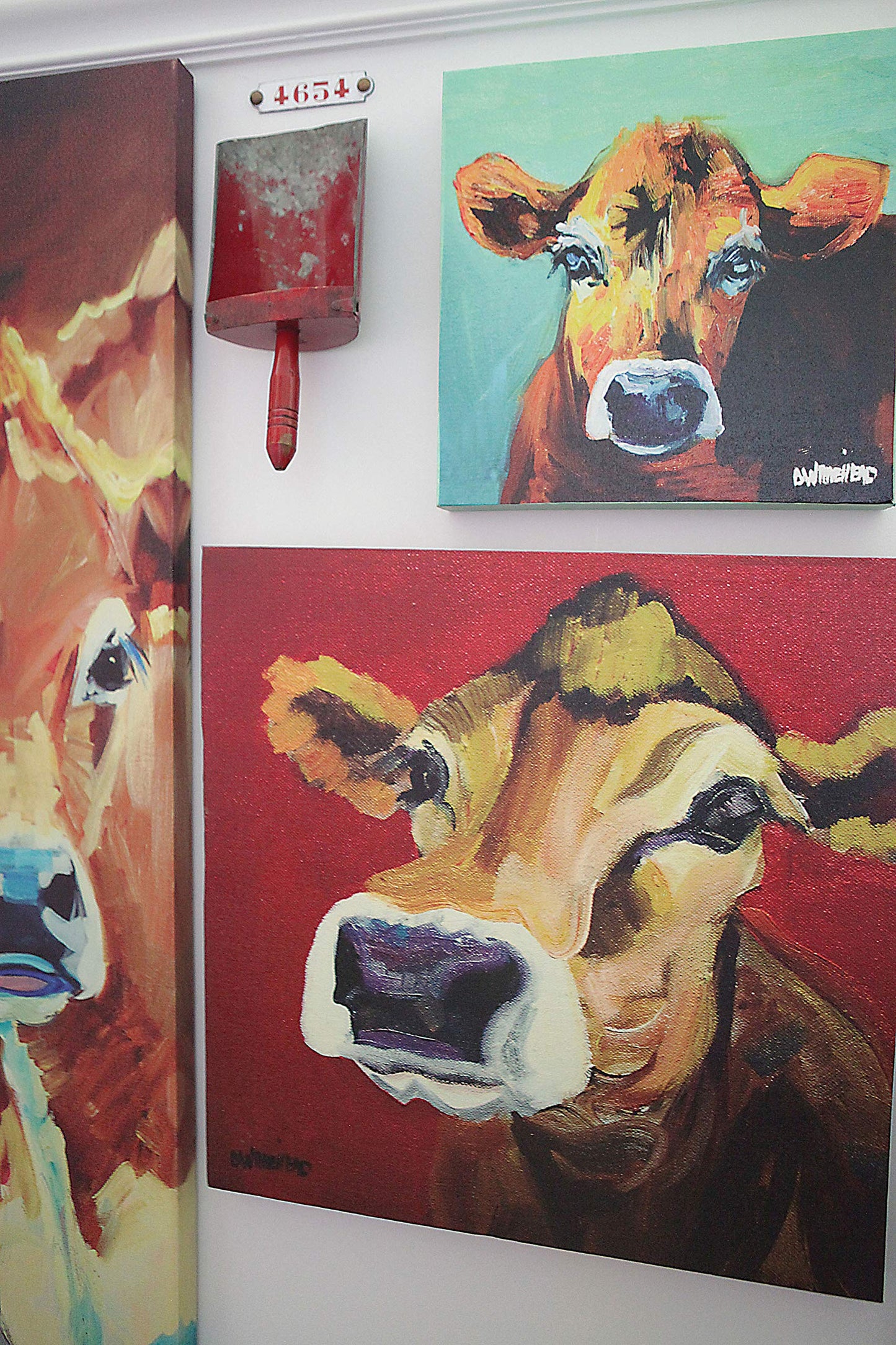 Creative Co-Op Canvas Wall Décor with Cow Image
