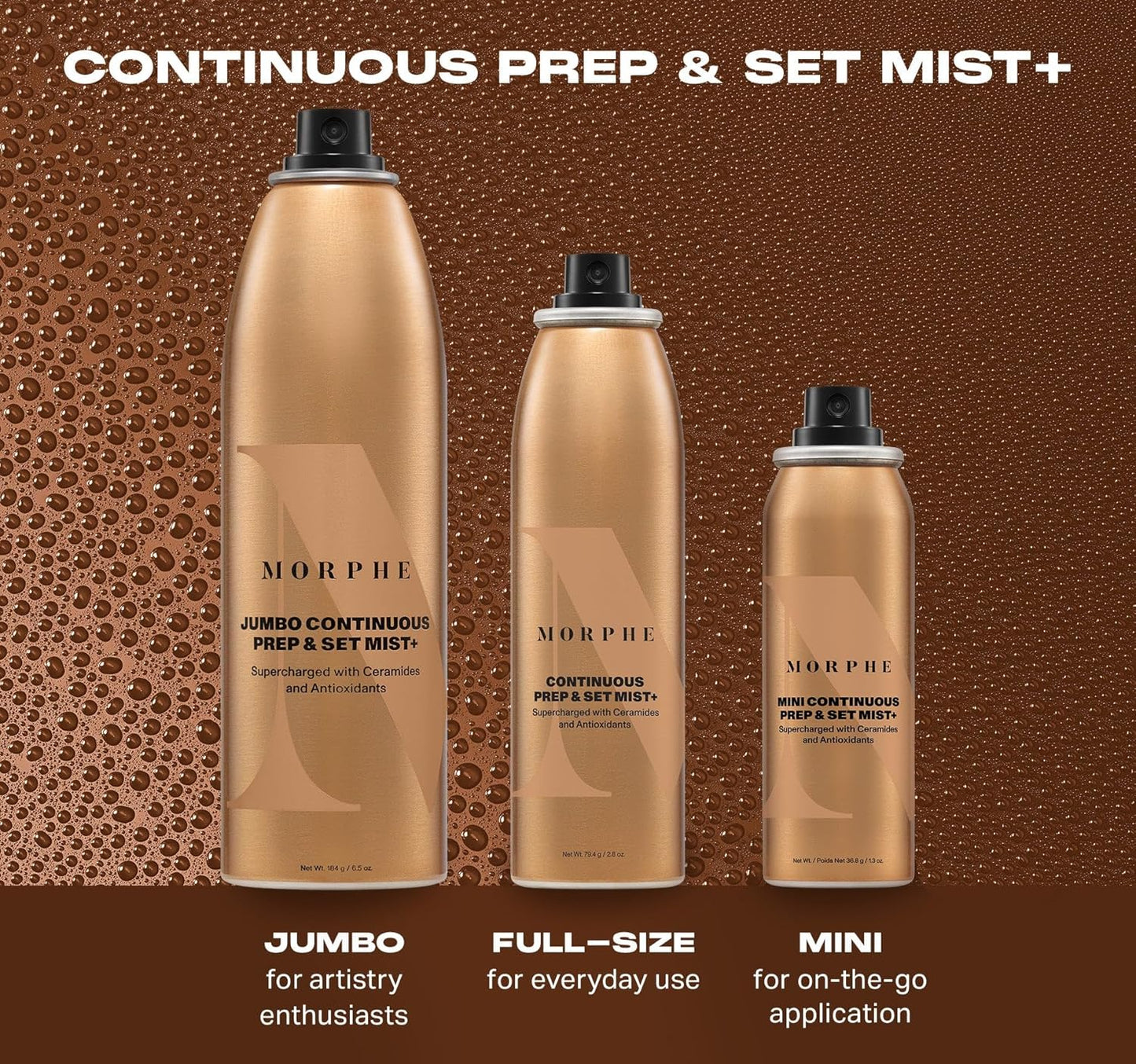 Morphe Continuous Prep & Set Setting Spray - Hydrating Makeup & Skin Prep Spray with Ceramides | 2.8 oz