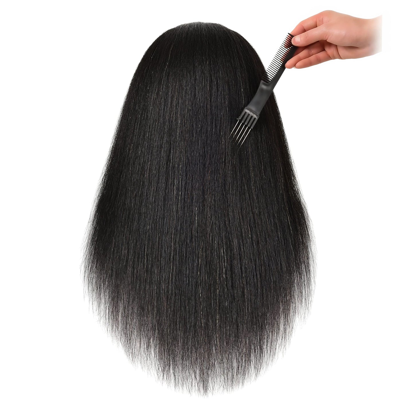 LOHXINHAIR 30 Inch 100% Real Human Hair Mannequin Head Manikin Manican Training Doll Head with Stand for Hairdresser Practice Braiding Styling Bleaching Dyeing Curling Cutting Dark Black