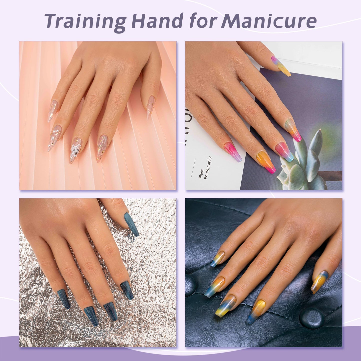 Veikmv Realistic Silicone Practice Hand for Acrylic Nails, Flex Fingers