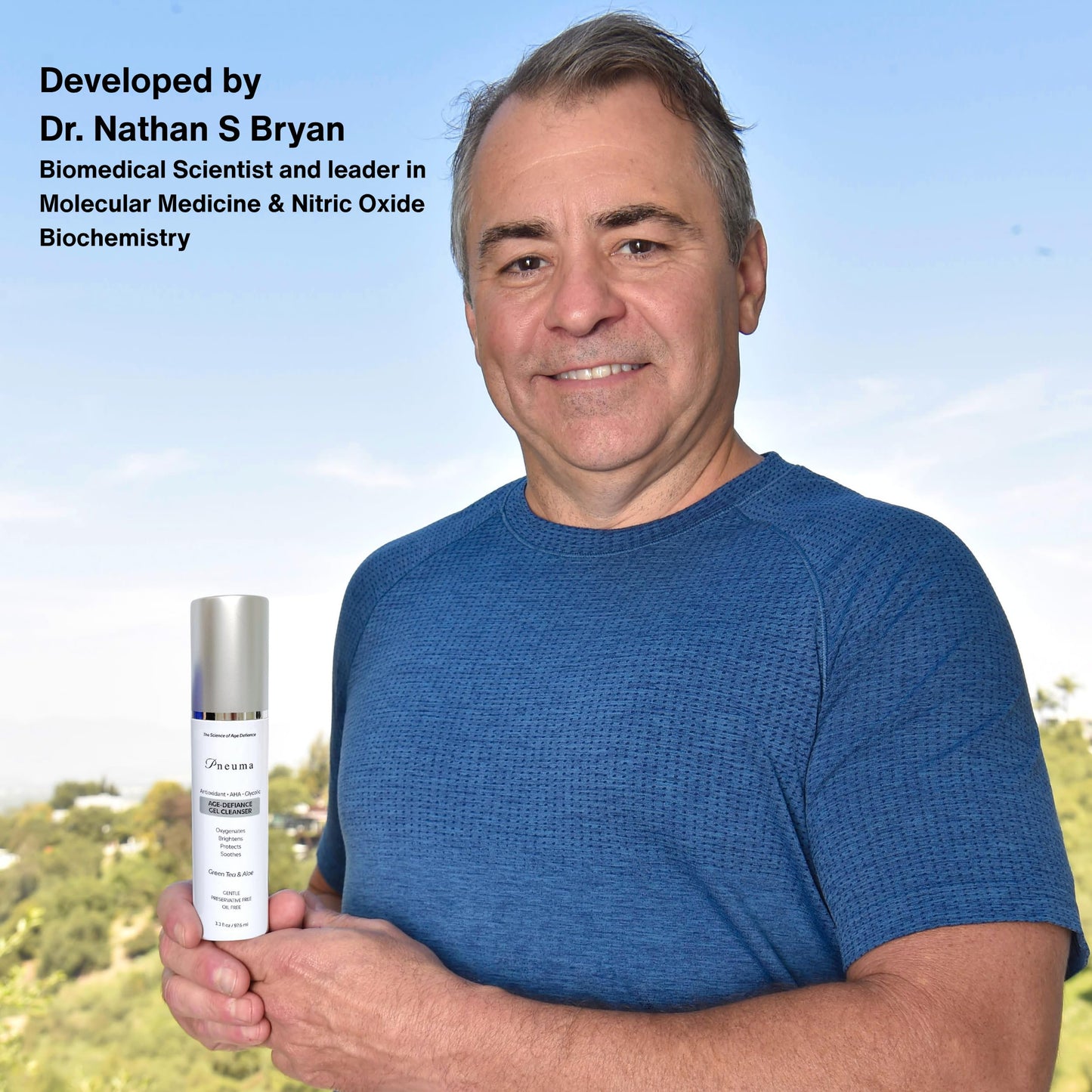 Pneuma Age-Defiance Gel Cleanser with Antioxidant | AHA | Glycolic | Oxygenate, Exfoliate, Protect and Soothes Skin | Gentle Face Cleanser Gel | Green Tea and Aloe