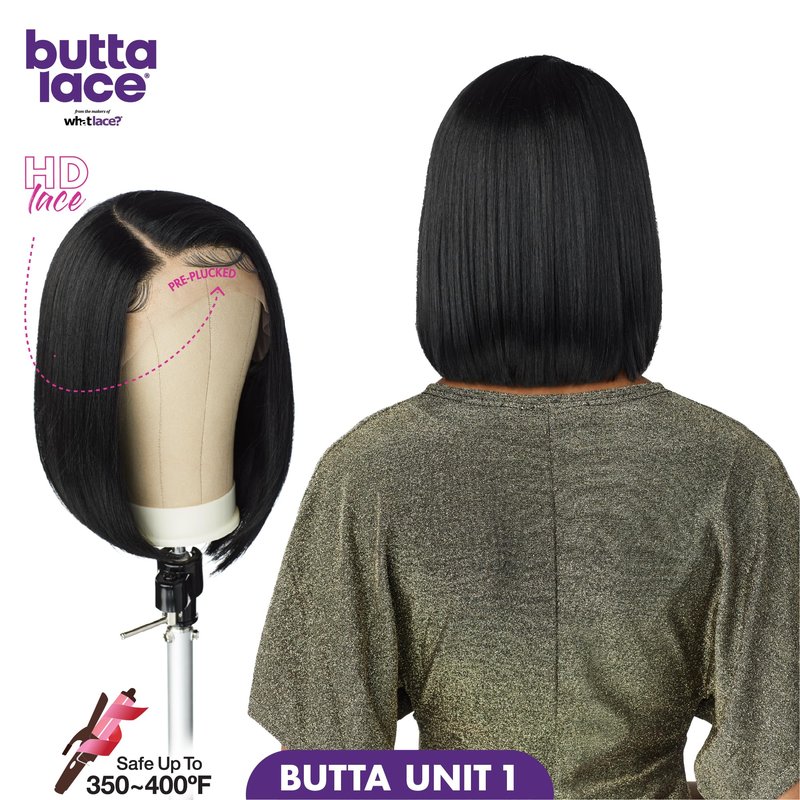Sensationnel Butta Lace Wigs - Unit 1 Extra Wide 5 Inch Deep Parting Synthetic Preplucked Hairline Glueless Lacefront (1B OFFBLACK)