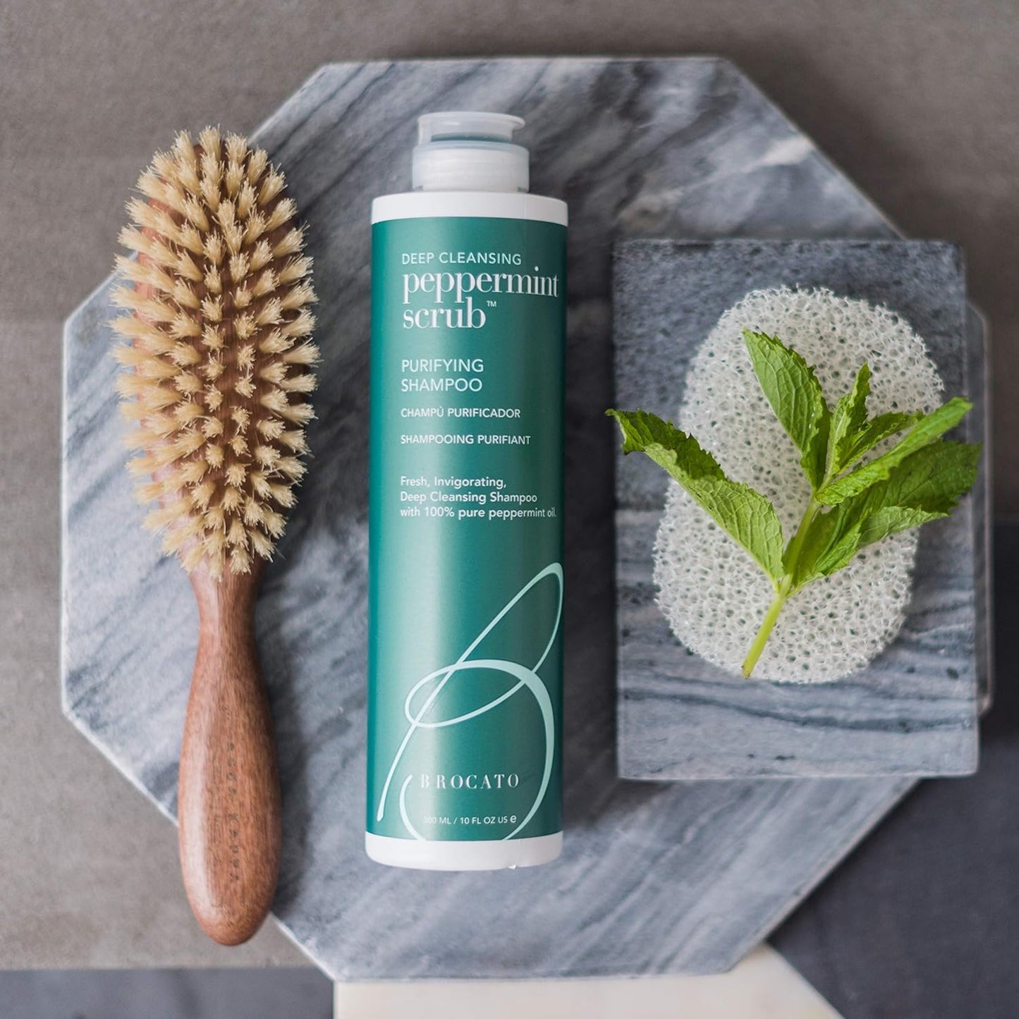 Brocato Peppermint Scrub Shampoo - Deep Cleansing 32 Oz | Invigorating Formula with Pure Peppermint Oil for Oily to Normal Hair