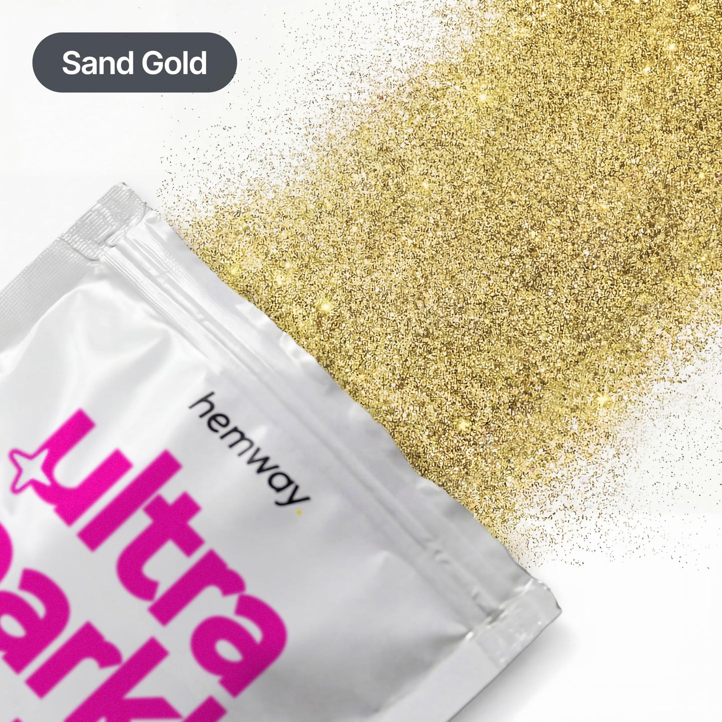 Hemway Premium Ultra Sparkle Glitter Multi Purpose Metallic Flake for Nail Art, Cosmetic Graded, Makeup, Festival, Party, Hair, Body and Eyes 100g / 3.5oz - Sand Gold