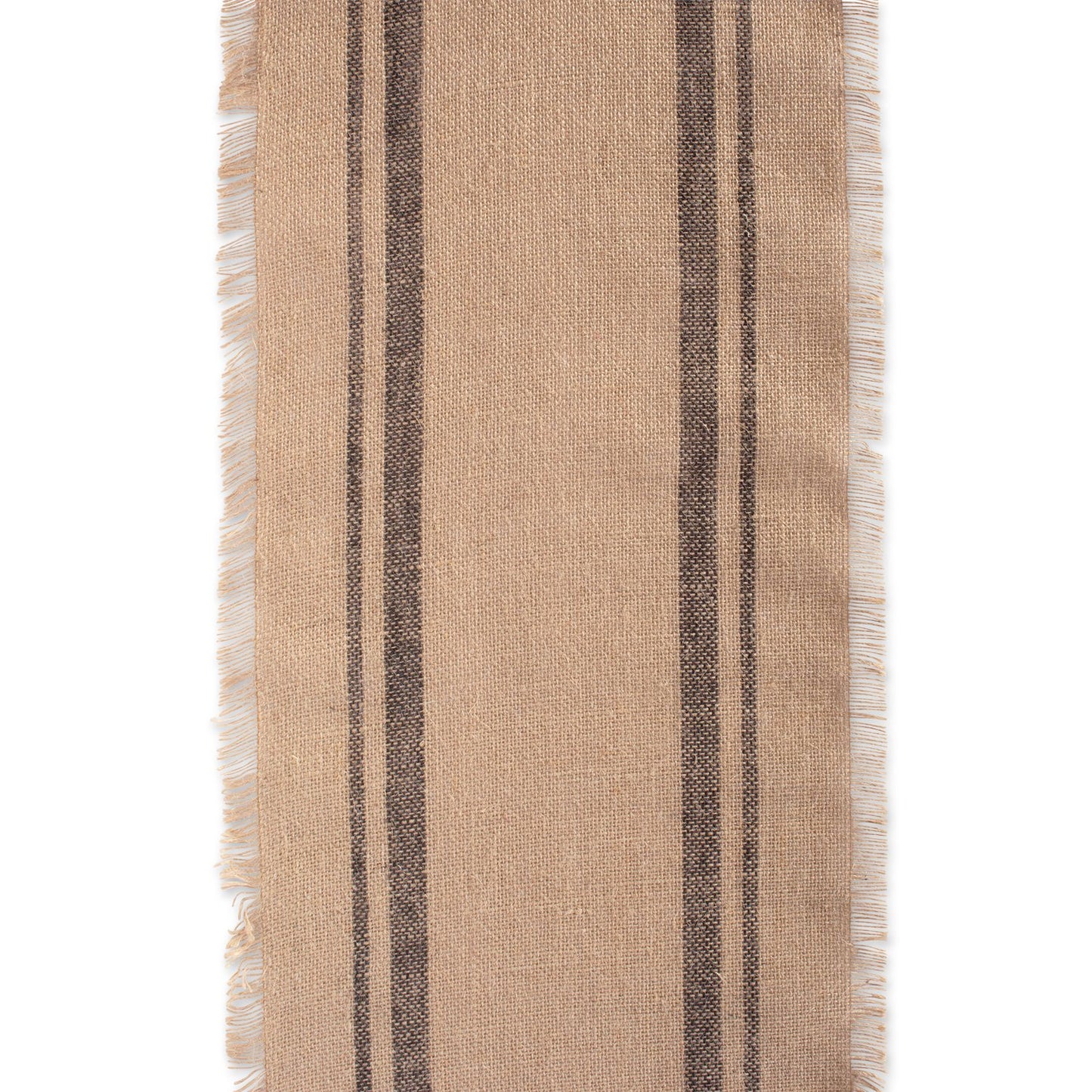 DII Jute Burlap Collection Kitchen Tabletop, Table Runner, 14x72, Double Border Gray